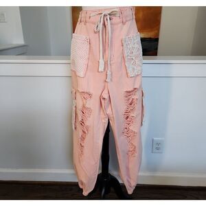 POL Peach Cargo Lace Pants Size S NWOT